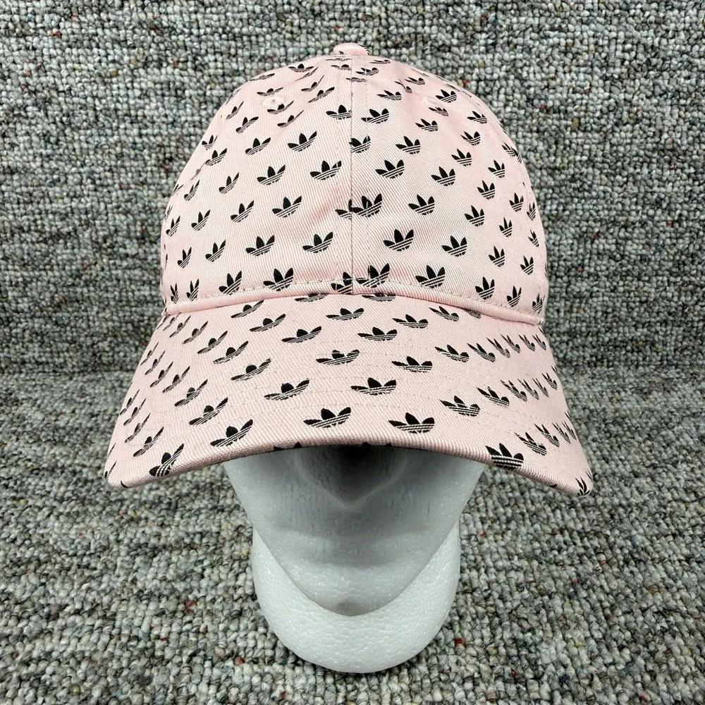 Adidas Hat Cap Strap Back Mens One Size Trefoil All Over Print Logo Sports Pink